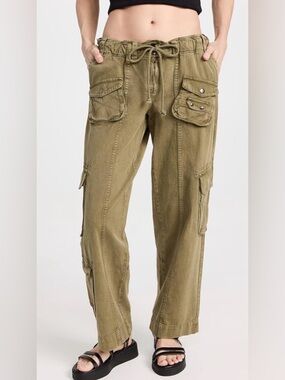 Free People Tahiti Utility Cargo Pants in Olive Green xs